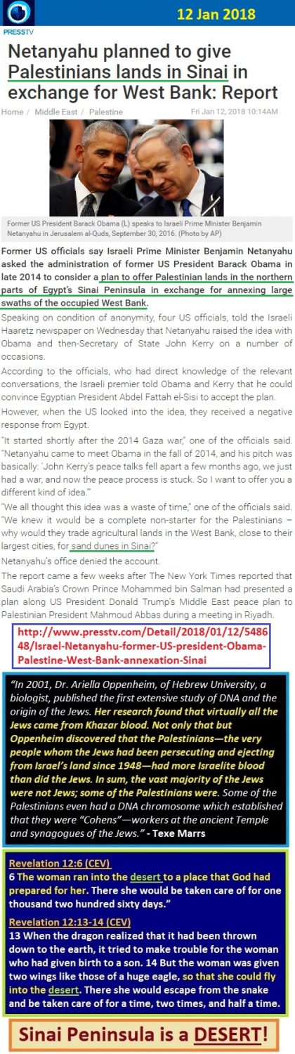 https://www.presstv.com/DetailFr/2018/01/12/548648/Israel-Netanyahu-former-US-president-Obama-Palestine-West-Bank-annexation-Sinai