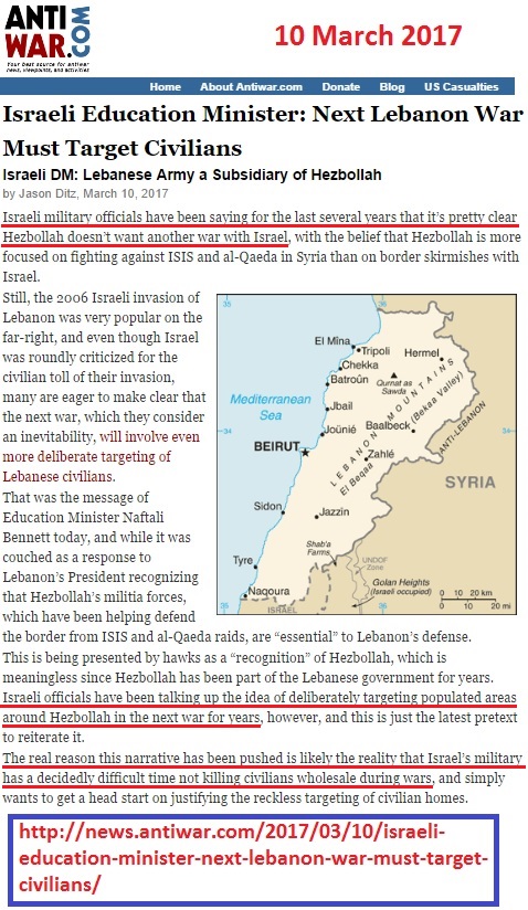 https://news.antiwar.com/2017/03/10/israeli-education-minister-next-lebanon-war-must-target-civilians/